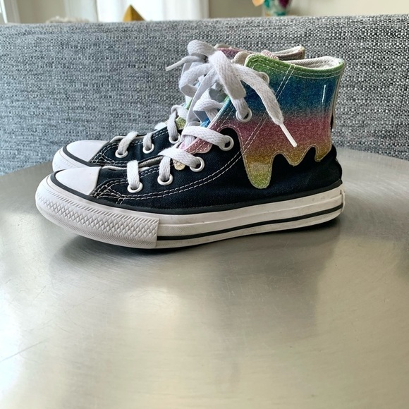 Converse Chuck Taylor All Star Hi glitter drip Sneakers high top kids shoes girl - Picture 4 of 7